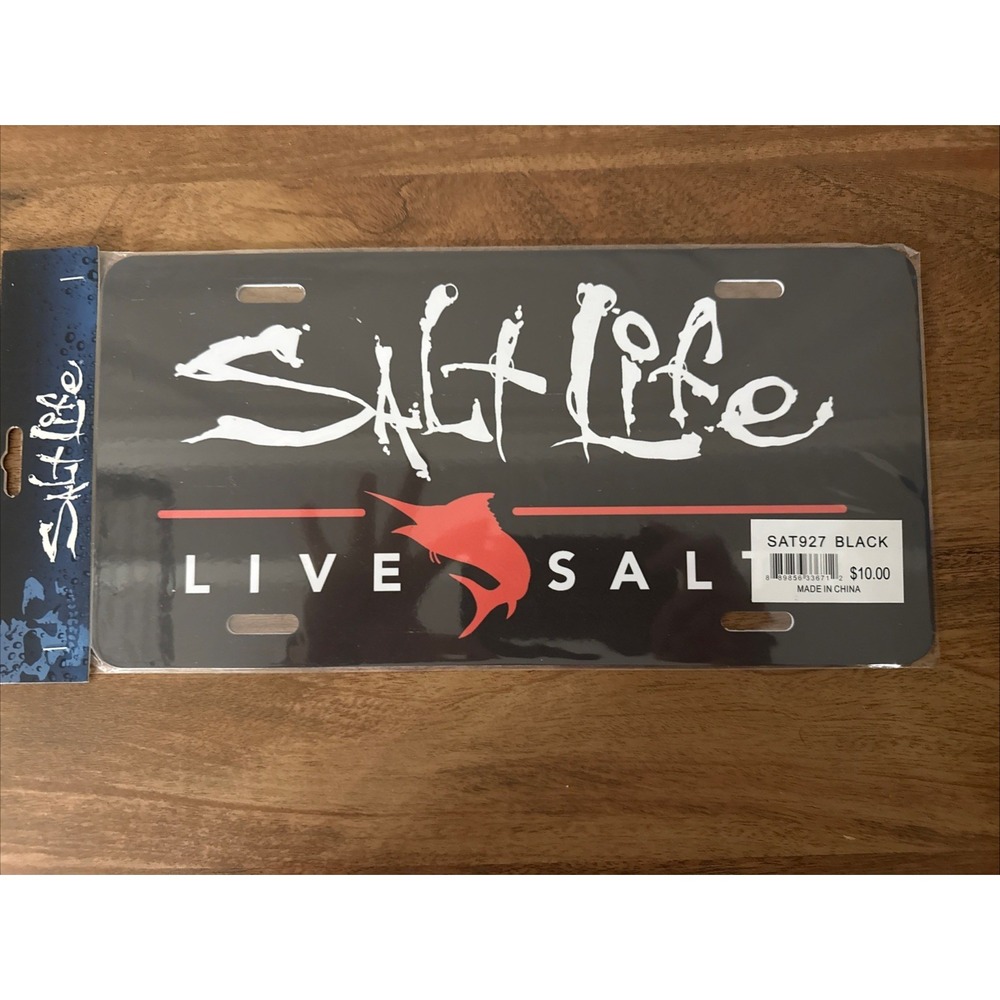 Salt Life License‎ Plate BL ACK & White SAT927 11 3/4" x 6" MARLIN